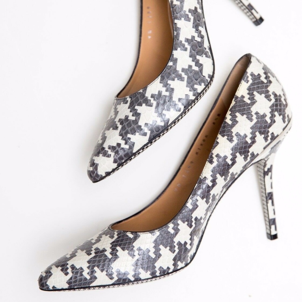 Salvatore Ferragamo Houndstooth Print Python Heels